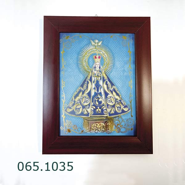 CUADRO VIRGEN DE LOS DOLORES DE SORIANO CON APLICACIONES DORADAS, CON MARCO CRAQUELEADO COLOR COBRE CON NEGRO X CM CUADRO VIRGEN DE LOS DOLORES DE SORIANO CON APLICACIONES DORADAS, CON MARCO CRAQUELEADO COLOR COBRE CON NEGRO X CM